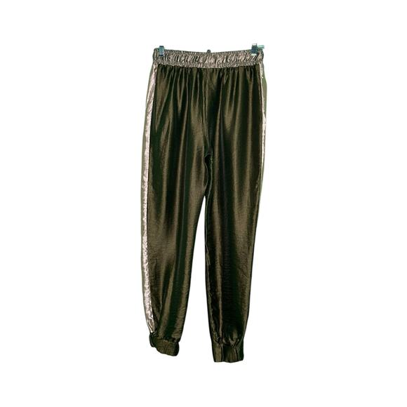 Zara gold green satin effect pull on cuffed pants size Small - Picture 11 of 13